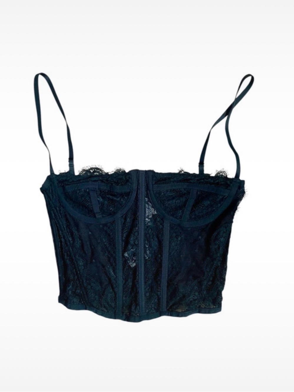Hunter & Brown Black Mesh Polka Dot Goth Corset Top - Size Small Festival